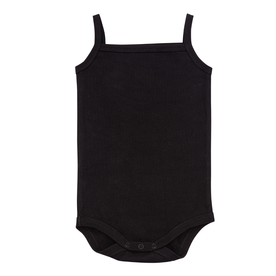 Black Ribbed tank baby undershirt onesie, 2 pk