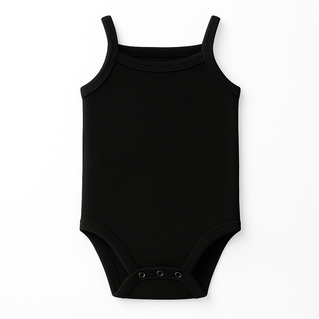 Black Ribbed tank baby undershirt onesie, 2 pk