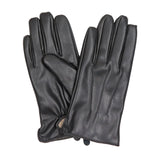 Men's Black Cashmere Lined Leather PU Gloves