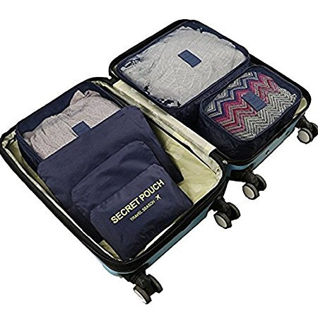 Packing Cubes 6 Piece Set Fits in Travel Carry On Luggage Compressible Organizer