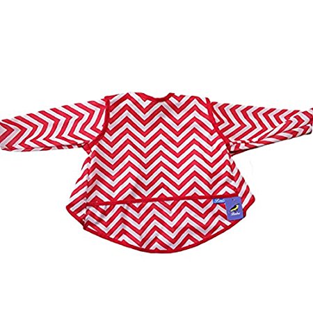 Waterproof Long Sleeved Bib With Pocket, For Infant And Toddler Smocks. (2 colors)