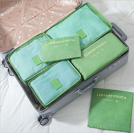 Packing Cubes 6 Piece Set Fits in Travel Carry On Luggage Compressible Organizer