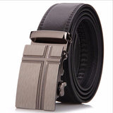 Men's Leather Ratchet Dress Adjustable Belt with Automatic Buckle Track Belt (up to 42 in.)
