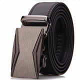 Men's Leather Ratchet Dress Adjustable Belt with Automatic Buckle Track Belt (up to 42 in.)