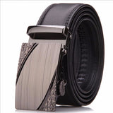 Men's Leather Ratchet Dress Adjustable Belt with Automatic Buckle Track Belt (up to 42 in.)