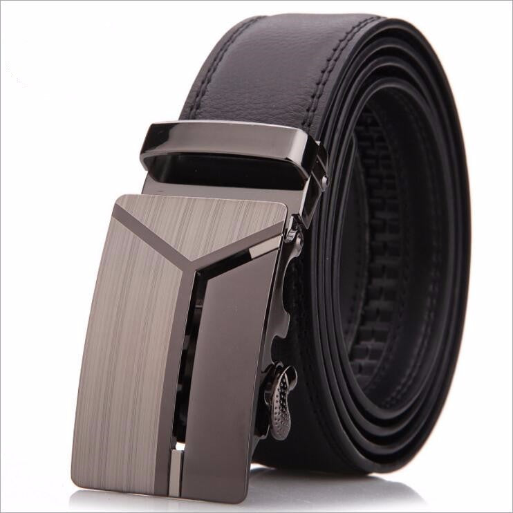 Men's Leather Ratchet Dress Adjustable Belt with Automatic Buckle Track Belt (up to 42 in.)