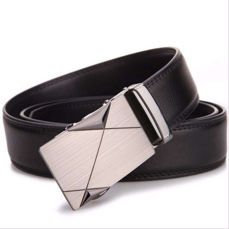 Men's Leather Ratchet Dress Adjustable Belt with Automatic Buckle Track Belt (up to 42 in.)