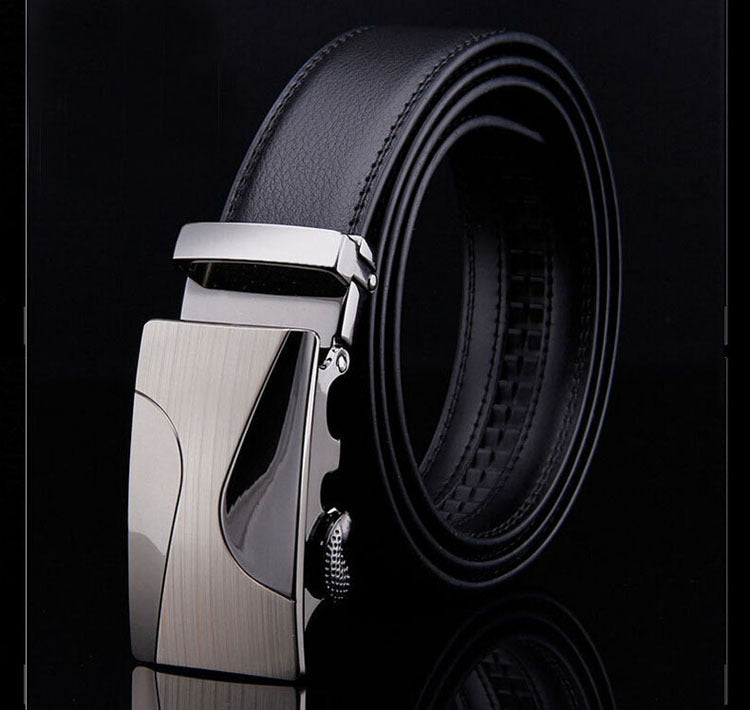 Men's Leather Ratchet Dress Adjustable Belt with Automatic Buckle Track Belt (up to 42 in.)