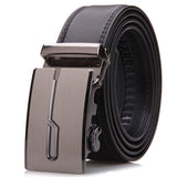 Men's Leather Ratchet Dress Adjustable Belt with Automatic Buckle Track Belt (up to 42 in.)