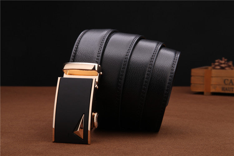 Men's Leather Ratchet Dress Adjustable Belt with Automatic Buckle Track Belt (up to 42 in.)