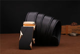 Men's Leather Ratchet Dress Adjustable Belt with Automatic Buckle Track Belt (up to 42 in.)