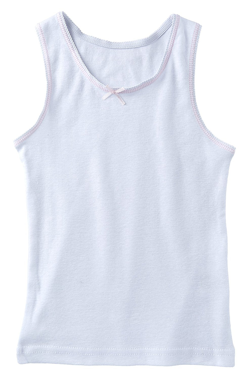 T Cottons Girls Undershirt 4 Pack 100% Cotton White Tank Tops