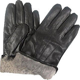 Top Quality Men's Rabbit Fur Lined Genuine Soft Black Leather Gloves