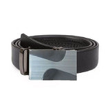 Elegant and Casual Men's Leather Belt Sliding Buckle Ratchet Belt Black Available in 11 Designs