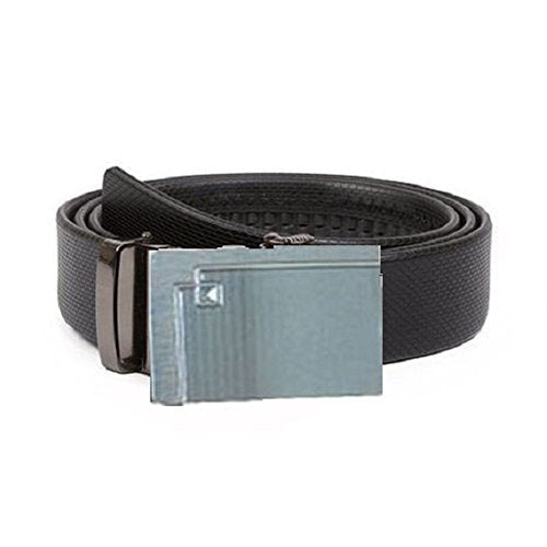 Elegant and Casual Men's Leather Belt Sliding Buckle Ratchet Belt Black Available in 11 Designs