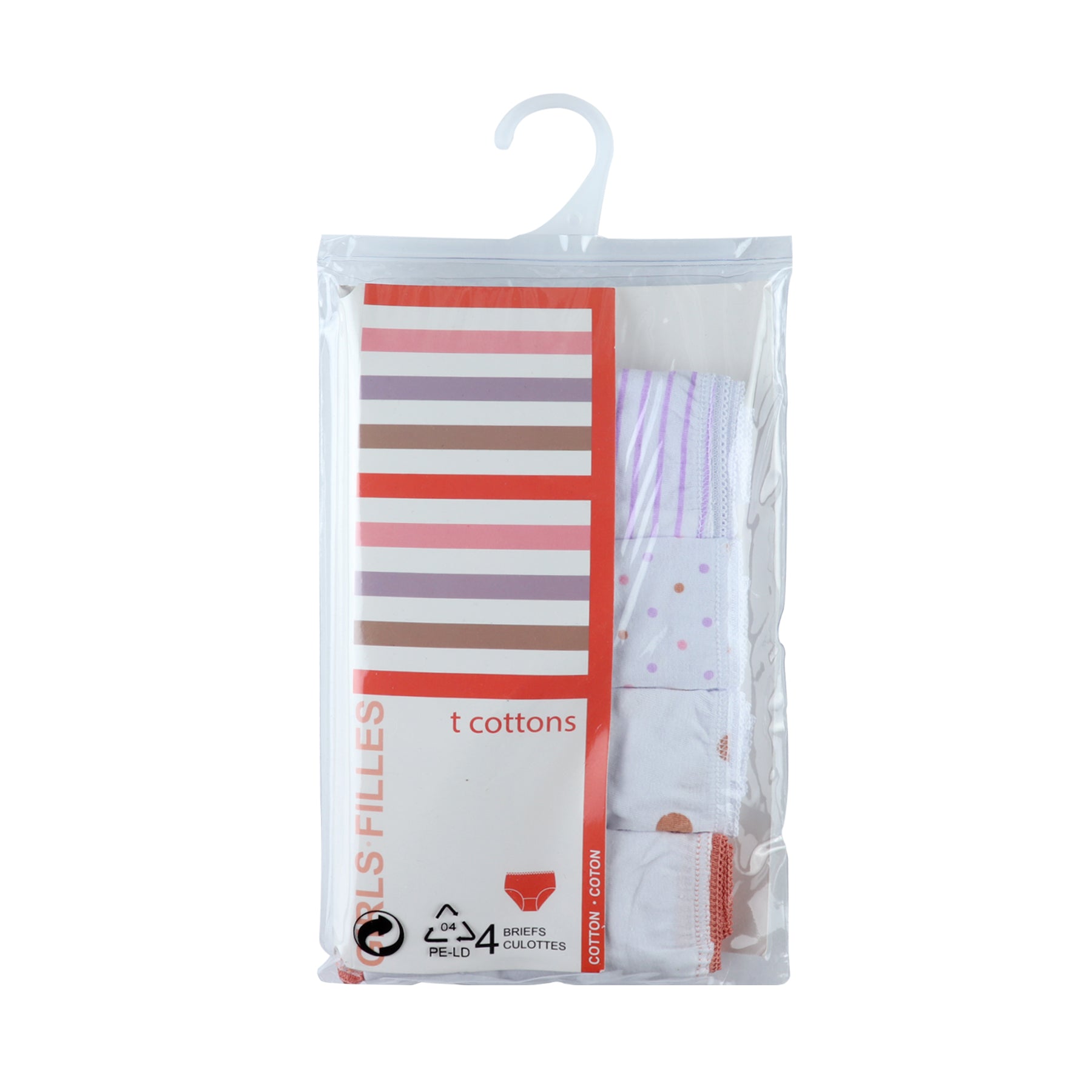 T Cotton Girls Briefs 4 Pack