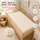 100% Cotton Knit Fitted Crib Sheet – Soft Breathable Baby Bedding, Beige