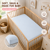 100% Cotton Knit Fitted Crib Sheet – Soft Breathable Baby Bedding, Blue