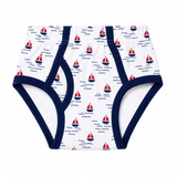 Boys Assorted Blue or Navy Boat Design Fine Cotton Panty