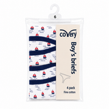 Boys Assorted Blue or Navy Boat Design Fine Cotton Panty