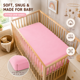 100% Cotton Knit Fitted Crib Sheet – Soft Breathable Baby Bedding, Pink