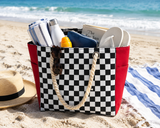 Extra Large Waterproof Beach Tote Bag with Zipper & Pockets