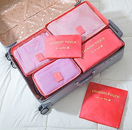 Packing Cubes 6 Piece Set Fits in Travel Carry On Luggage Compressible Organizer