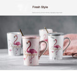 Flamingo Marble Design Ceramic Mug With lid and spoon Perfect Gift for Birthdays, Graduations, and Holidays!