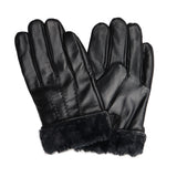 Men's Black Fur Lined Leather Gloves