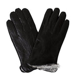 Top Quality Men's Rabbit Fur Lined Genuine Soft Black Leather Gloves
