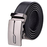 Elegant and Casual Men's Leather Belt Sliding Buckle Ratchet Belt Black Available in 11 Designs