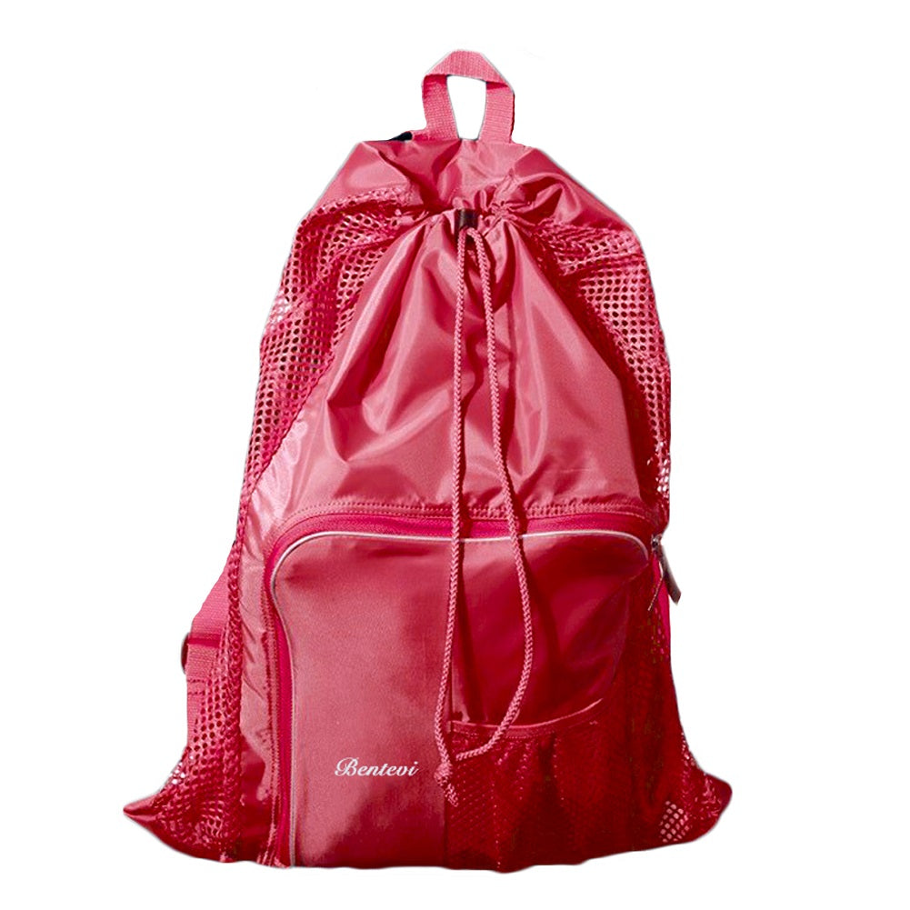 Mesh Beach Bags, Equipment Drawstring With Shoulder Straps For Swimming.