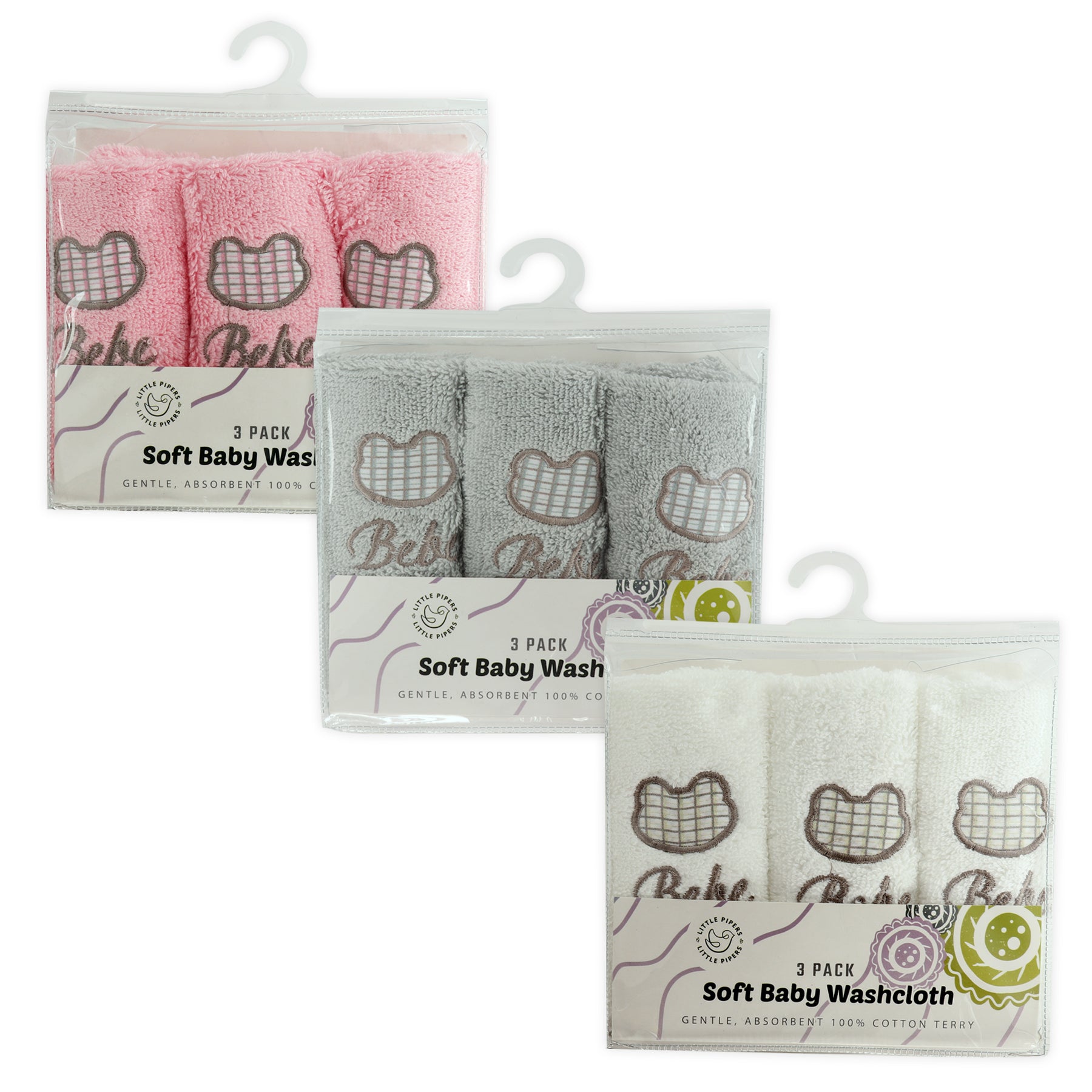 Soft Baby Wash Cloths 3 Pack